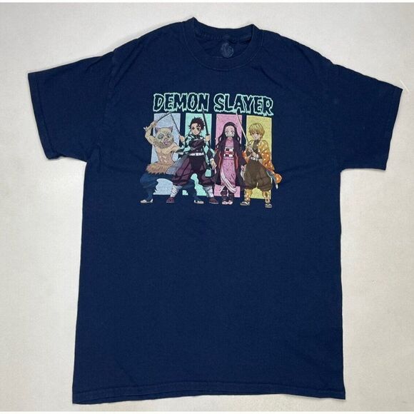 Demon Slayer TV Anime Cartoon T-shirt Men Medium Blue Short Sleeve - Picture 1 of 5